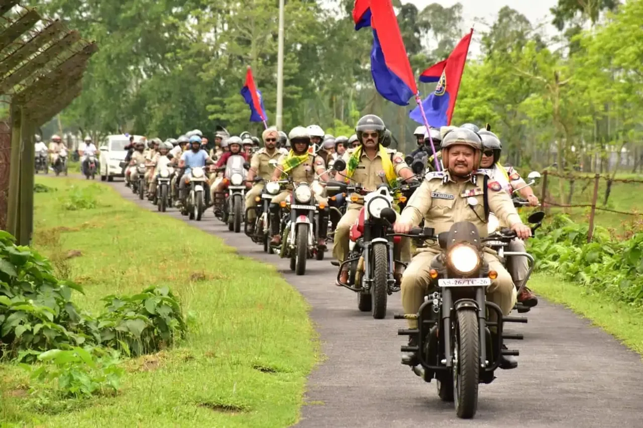 Assam Police's Bike Rally To Celebrate President's Colour Award