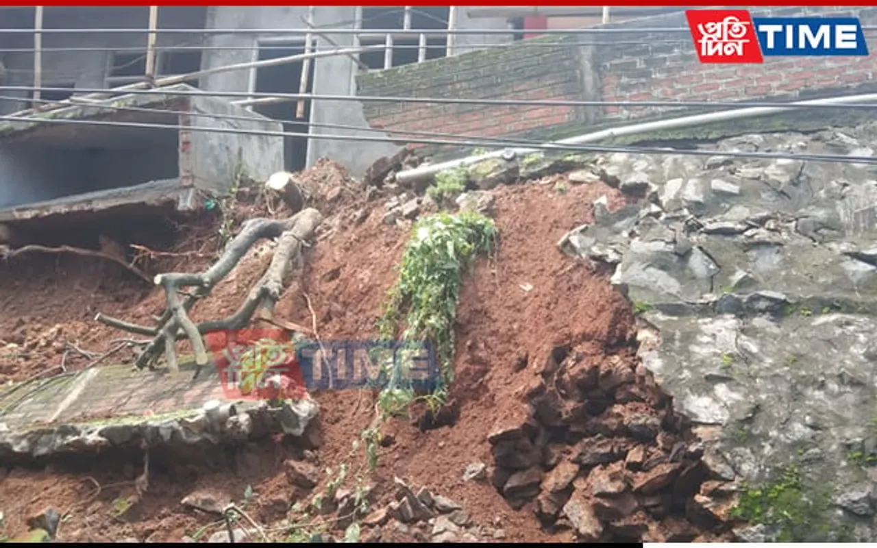 Guwahati: Guard Wall Collapses after Landslide at Navagraha 