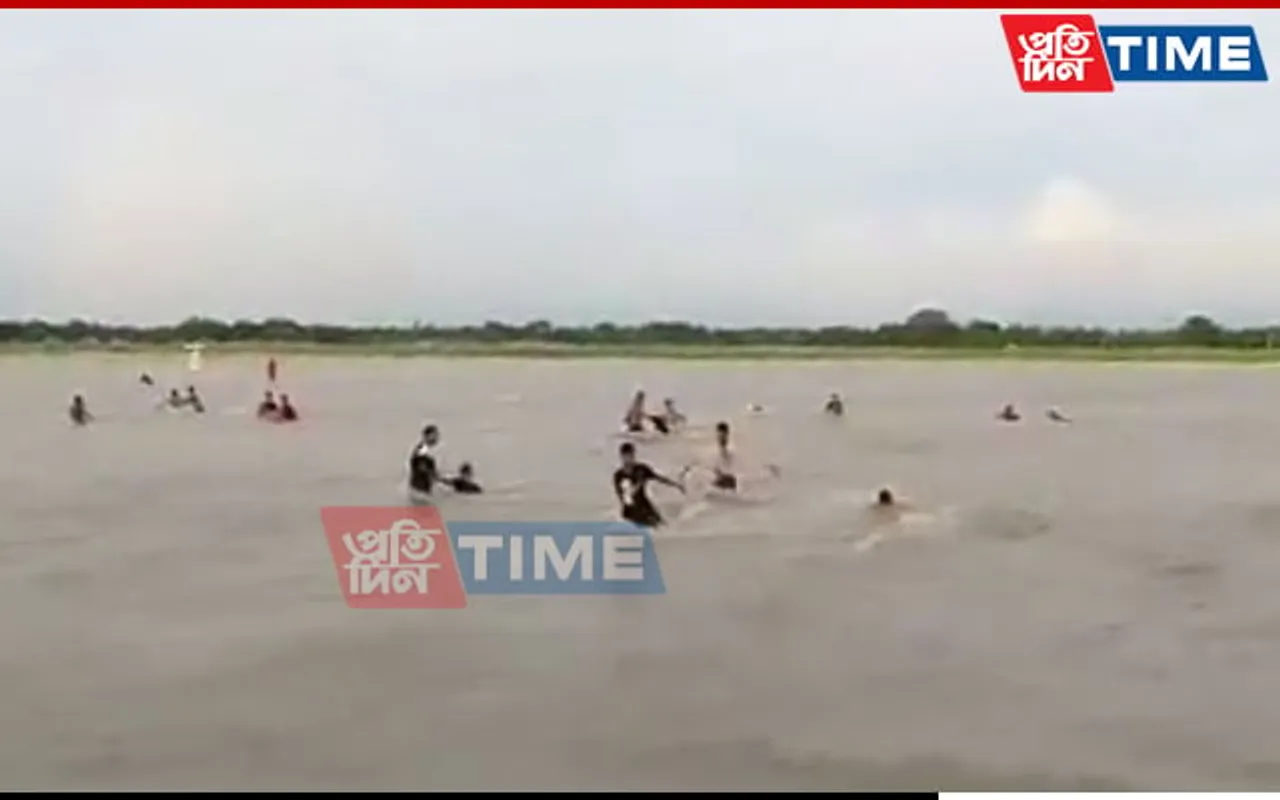 Assam: Several Rescued as Water Level Rises in Gabharu River During Idol Immersion