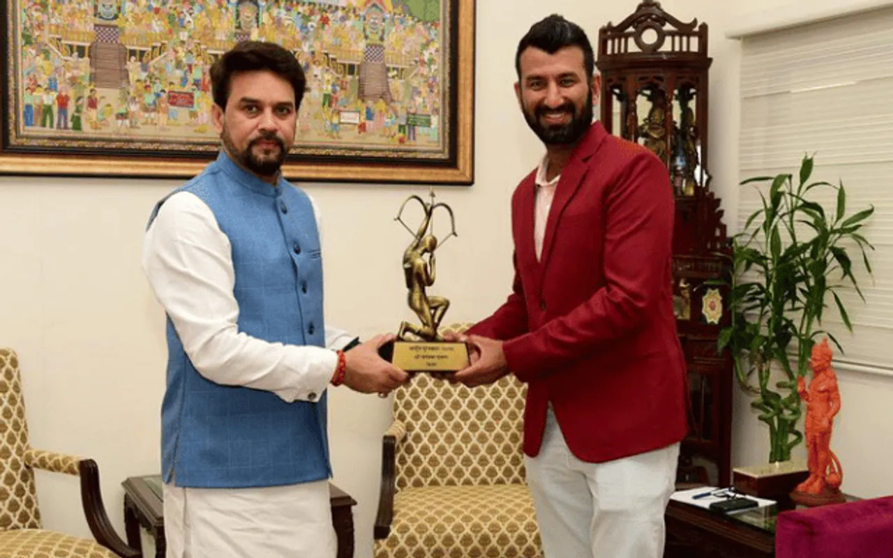 5 Years After Proposal, Cheteshwar Pujara Receives Arjuna Award