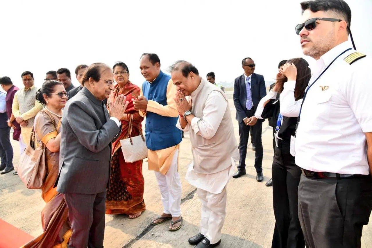 Assam CM Sees Off Former Guv Jagdish Mukhi