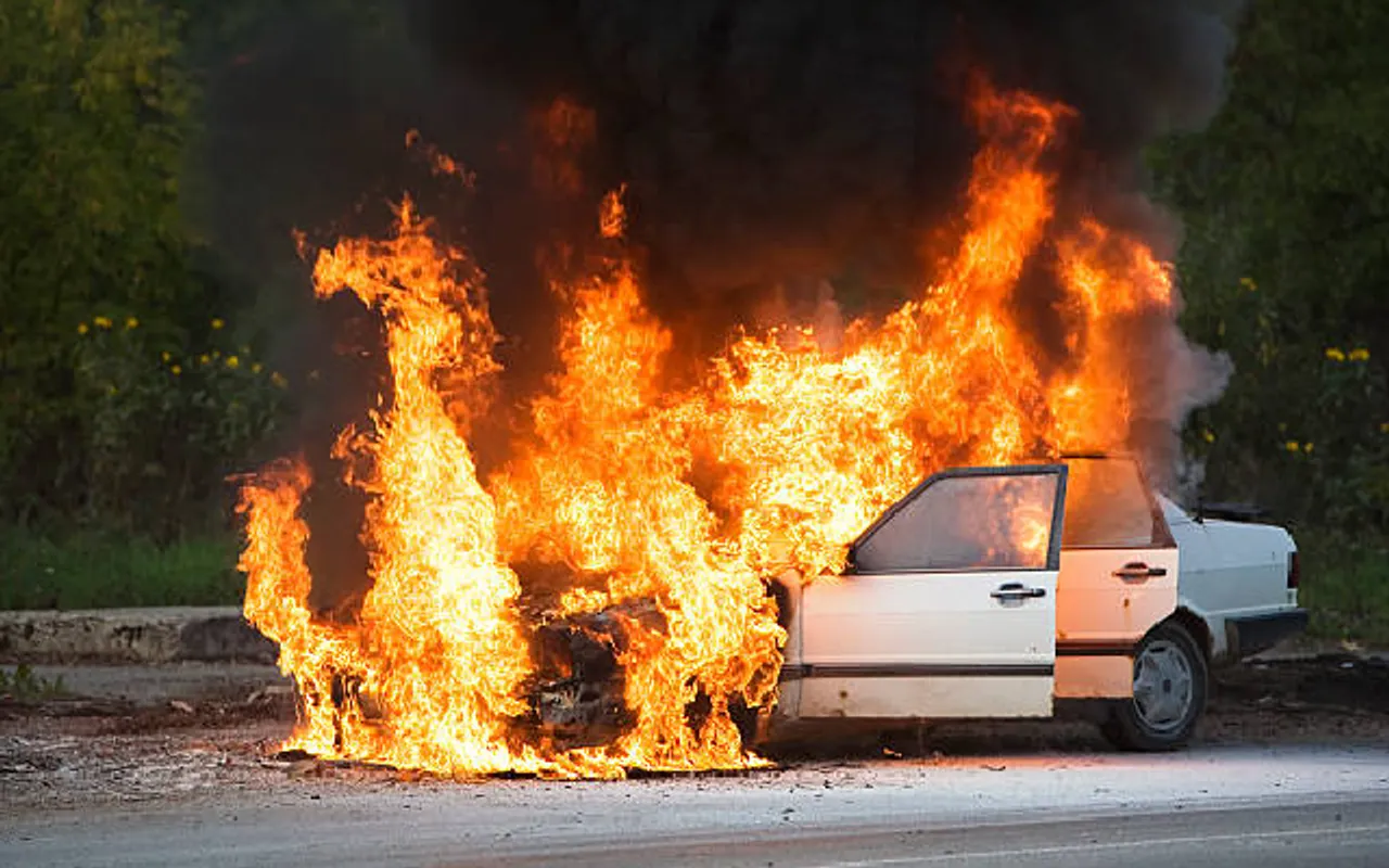 Guwahati: Moving Vehicle Catches Fire in City