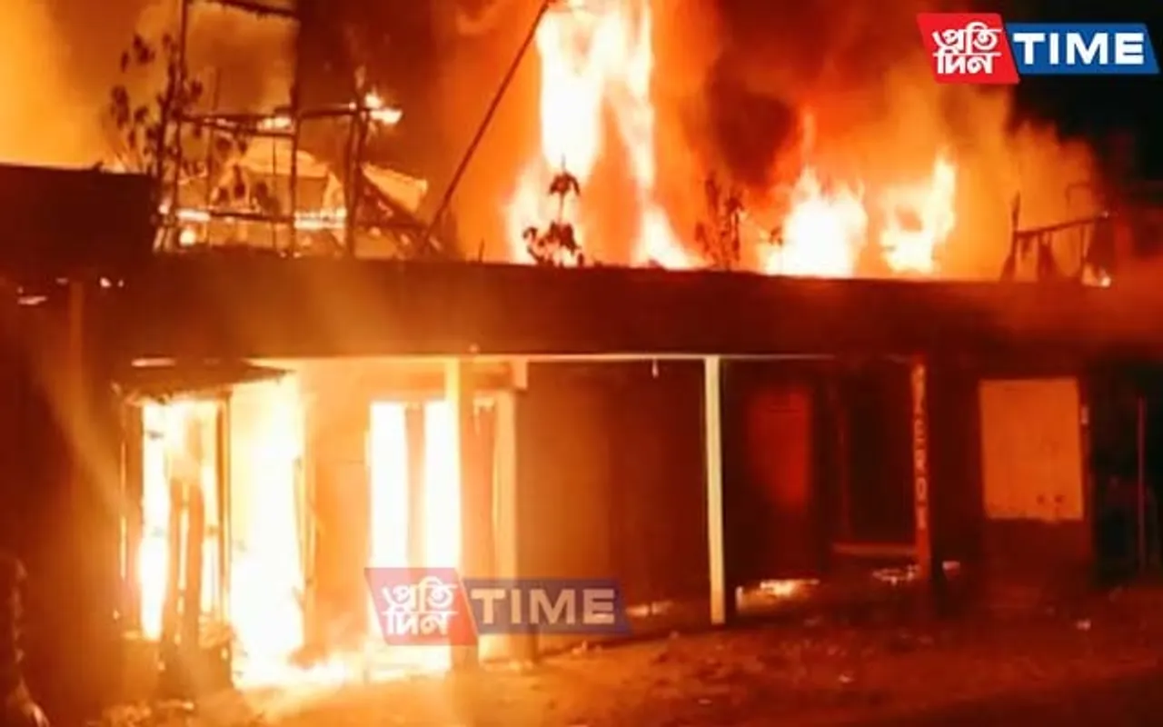 Assam: Massive Fire Guts 7 Business Establishments in Mukalmua