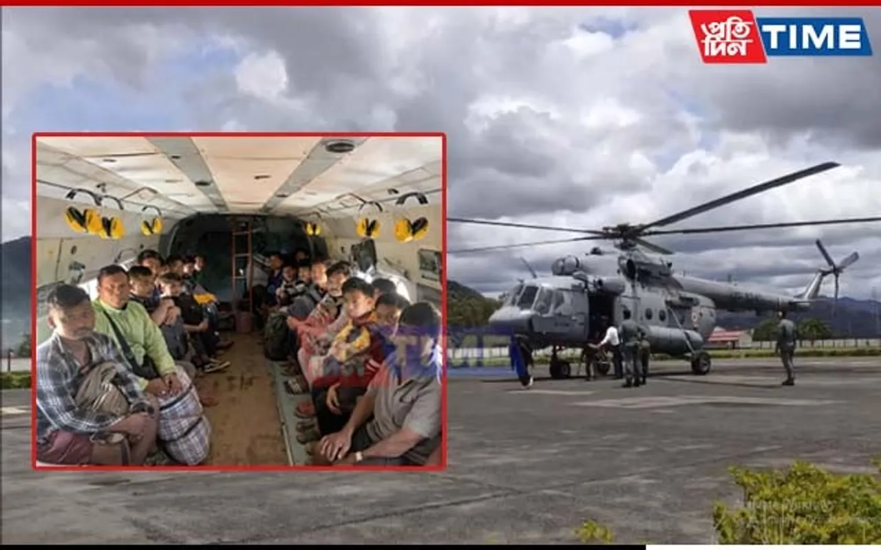 Assam Rifles Undertake Air Evacuation of 96 Stranded Citizens Near Myanmar Border