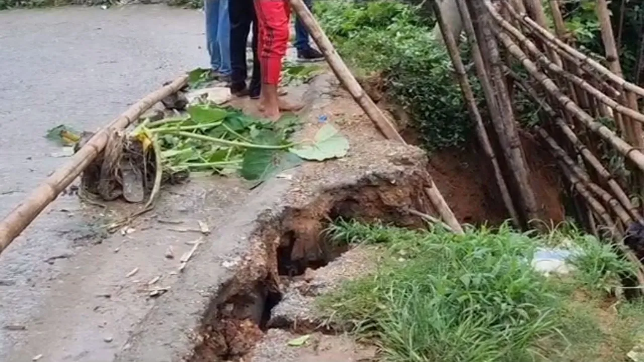 Major Landslide Near Kamakhya Temple, Part of Road Collapses
