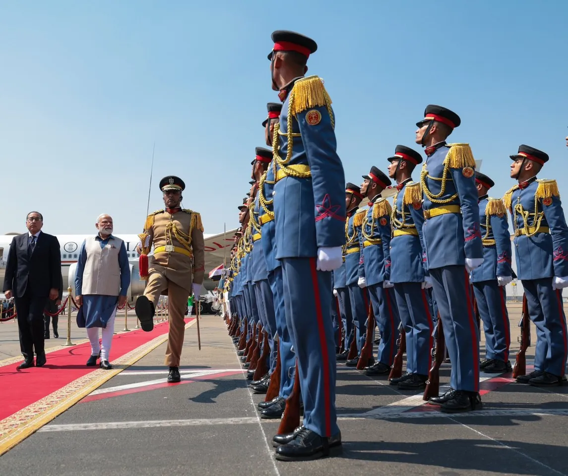 PM Modi Accorded Guard of Honour Upon His Arrival in Egypt’s Cairo