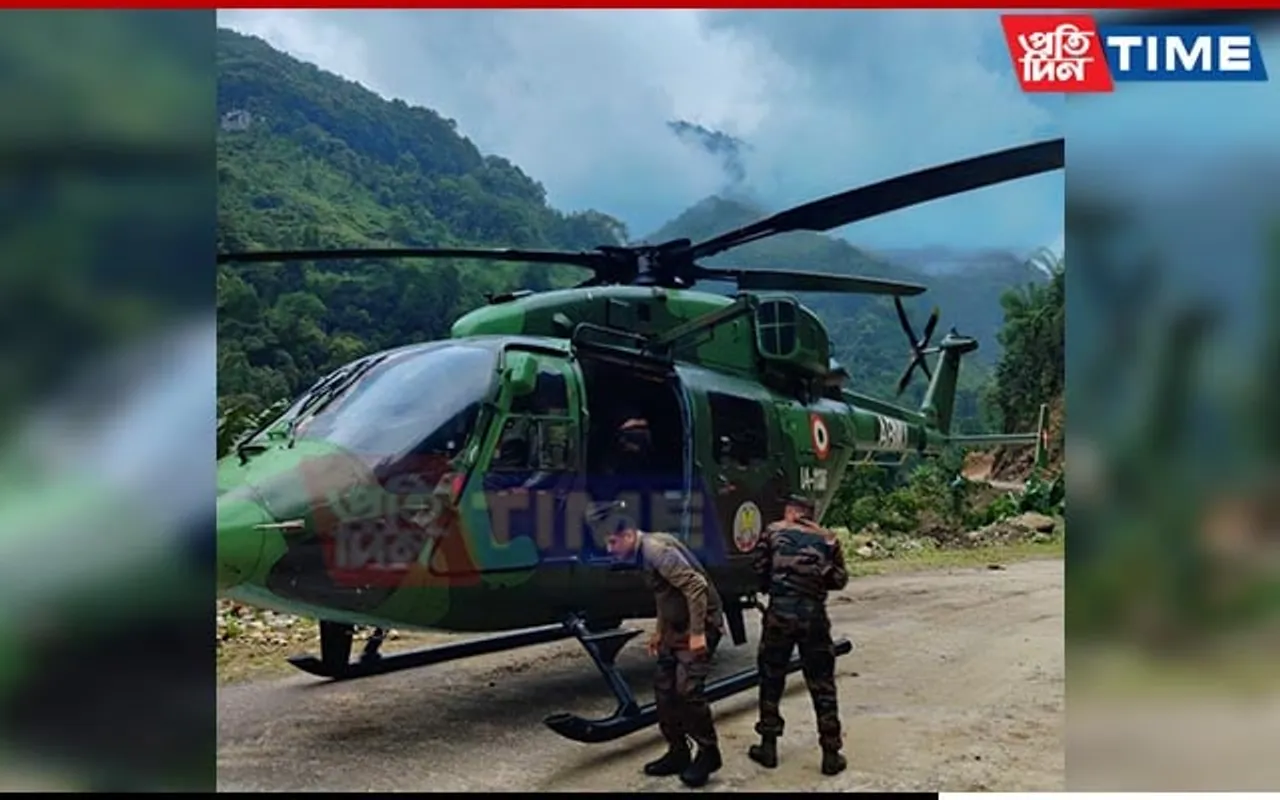 Army Chopper on Medical Evacuation Makes One-Skid Landing on Road in Arunachal