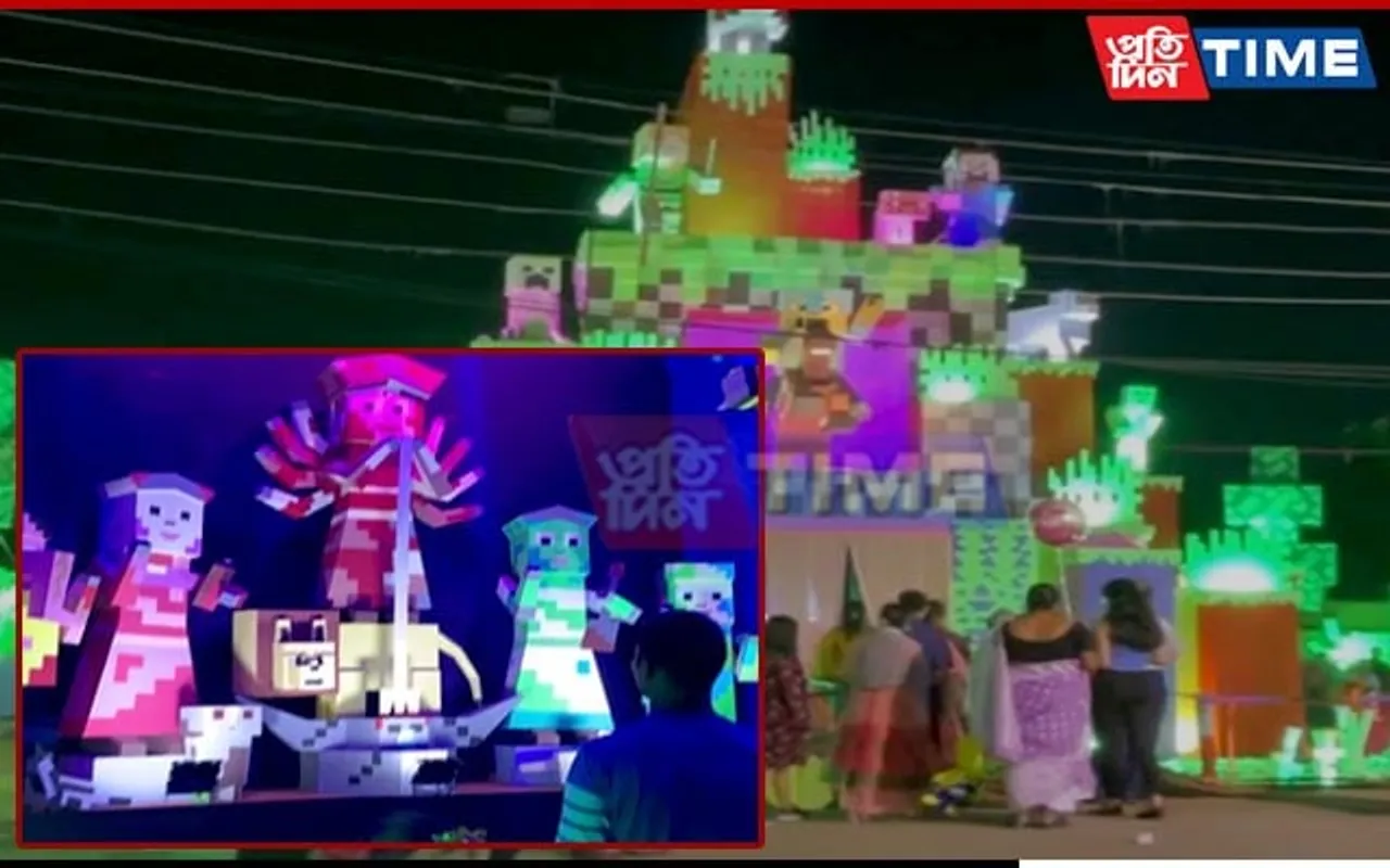 Minecraft-Inspired Puja Mandap in Tripura Attracts Huge Number of Devotees