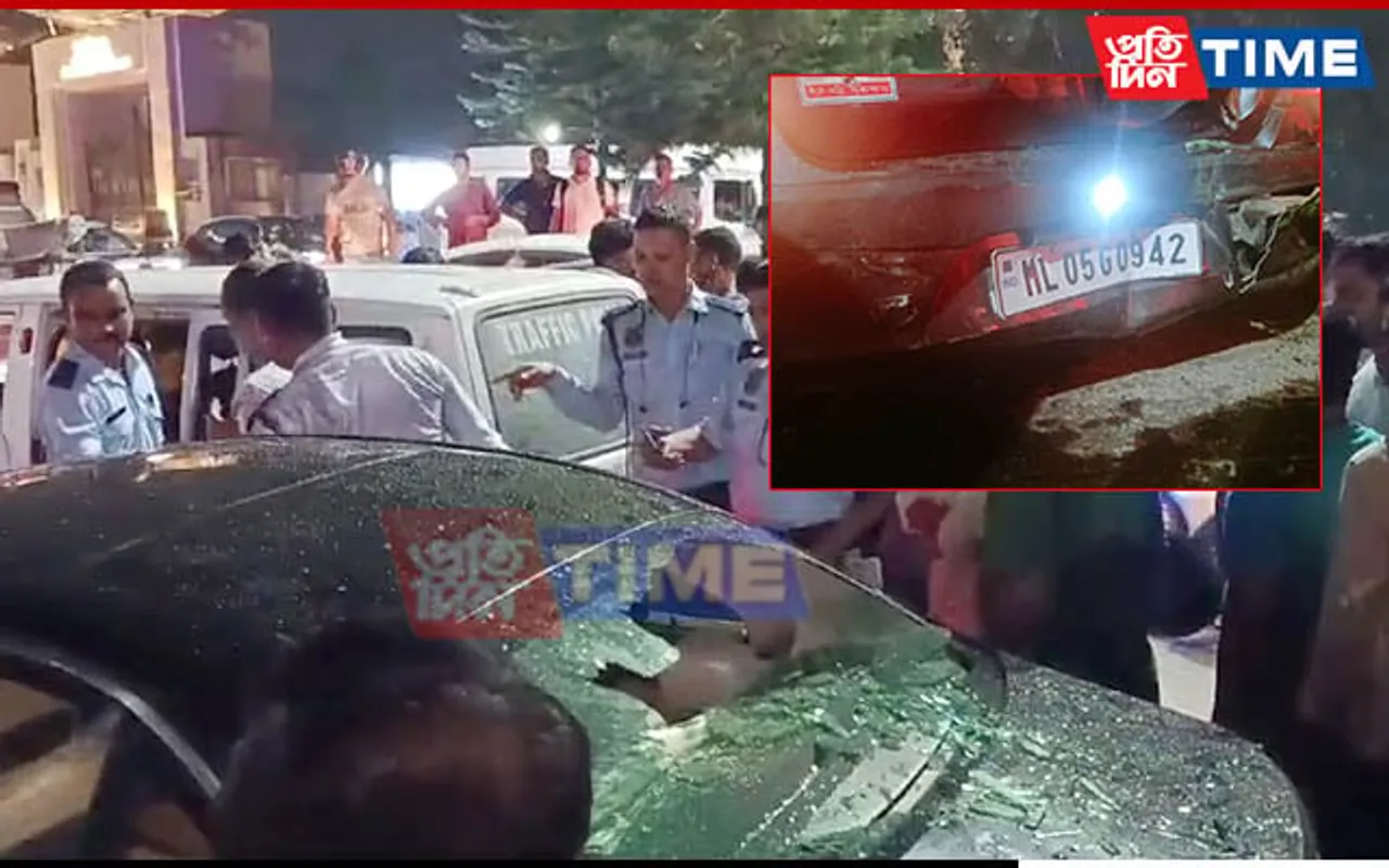 BREAKING: Speeding Car Collides With 3 Vehicles, Shop in Guwahati's Ganeshguri
