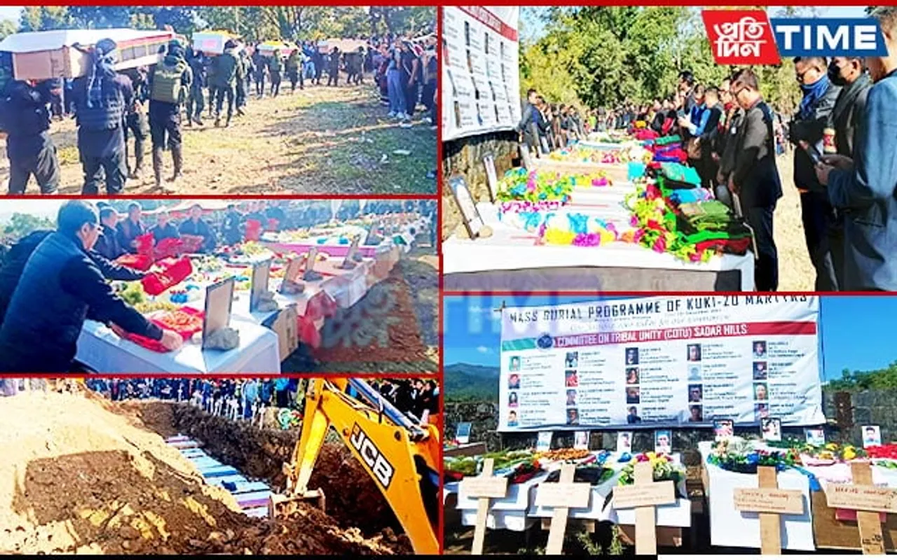 Kuki-Zo Burial Ceremony Amidst 12-Hour Shutdown in Manipur's Kangpokpi District