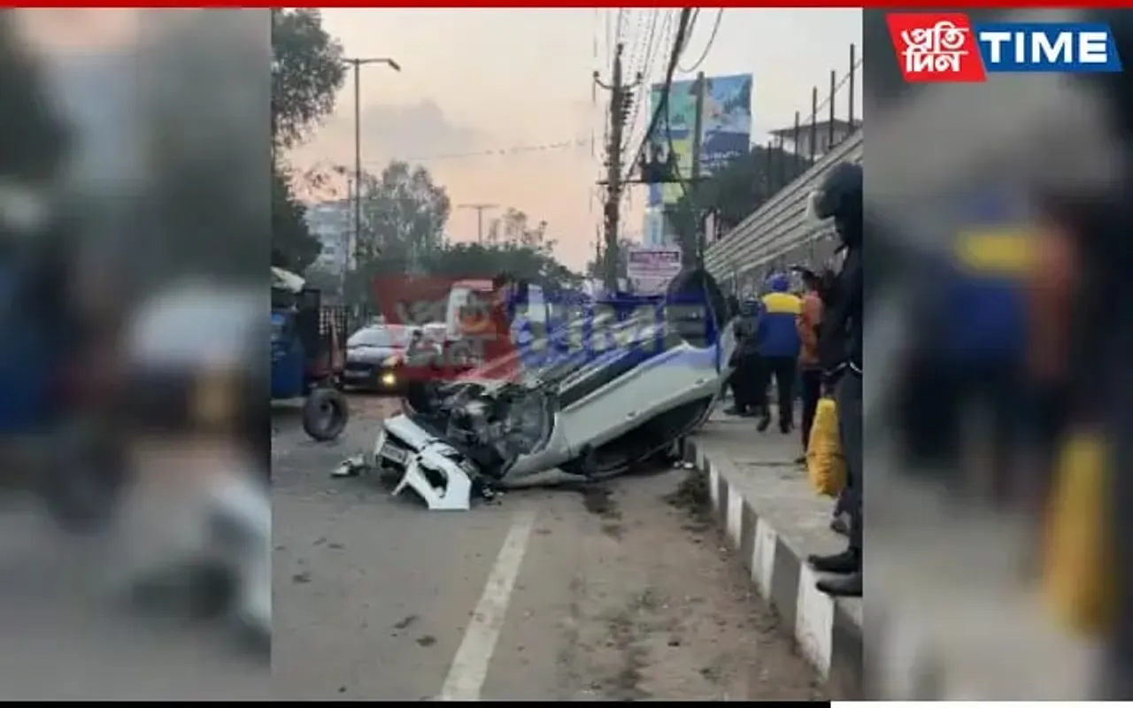 Guwahati: Car Turns Turtle At Sundarpur, Passengers Safe