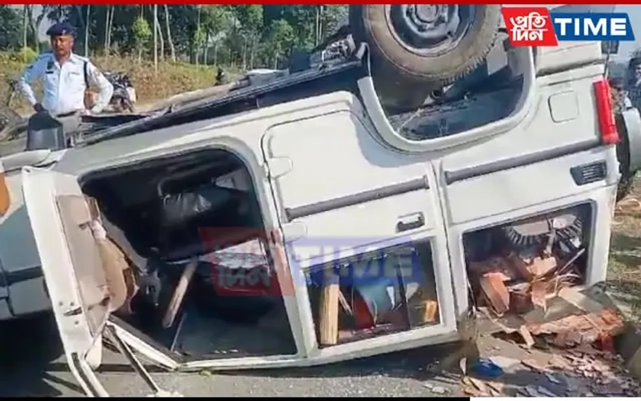 Days After Dergaon Accident, Speeding Car Hits Divider, Turns Turtle