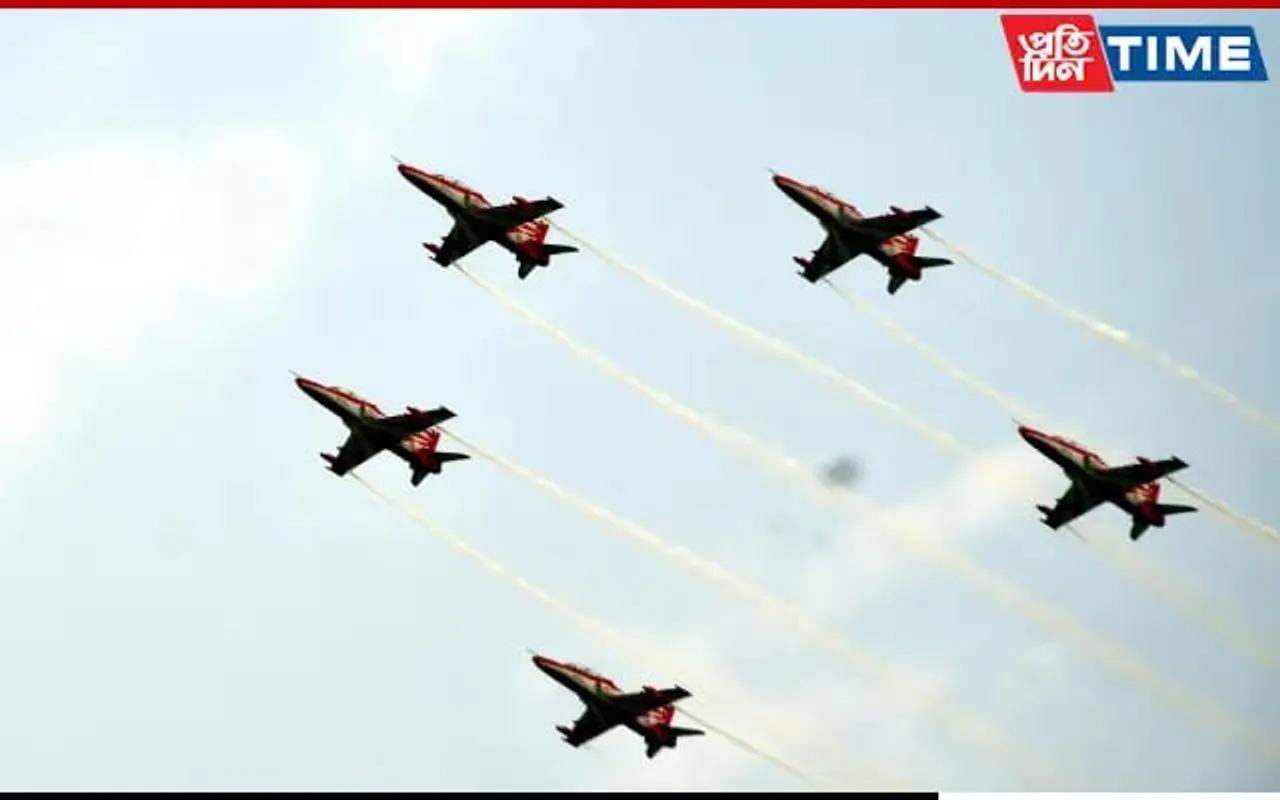Assam: IAF's Surya Kiran Aerobatic Team Paints Jorhat Skies Red