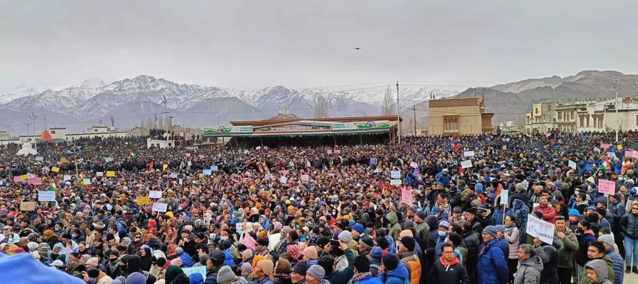 Massive Protests Across Ladakh as Residents Demand Statehood