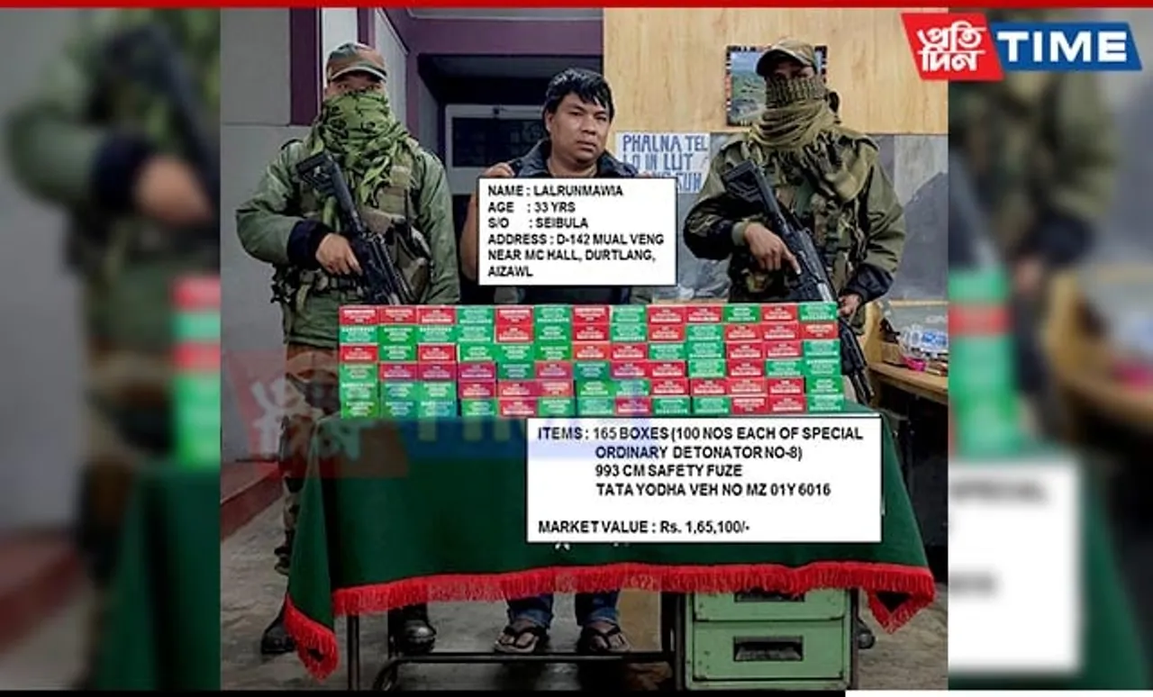 One Apprehended With Huge Cache of Explosives in Mizoram