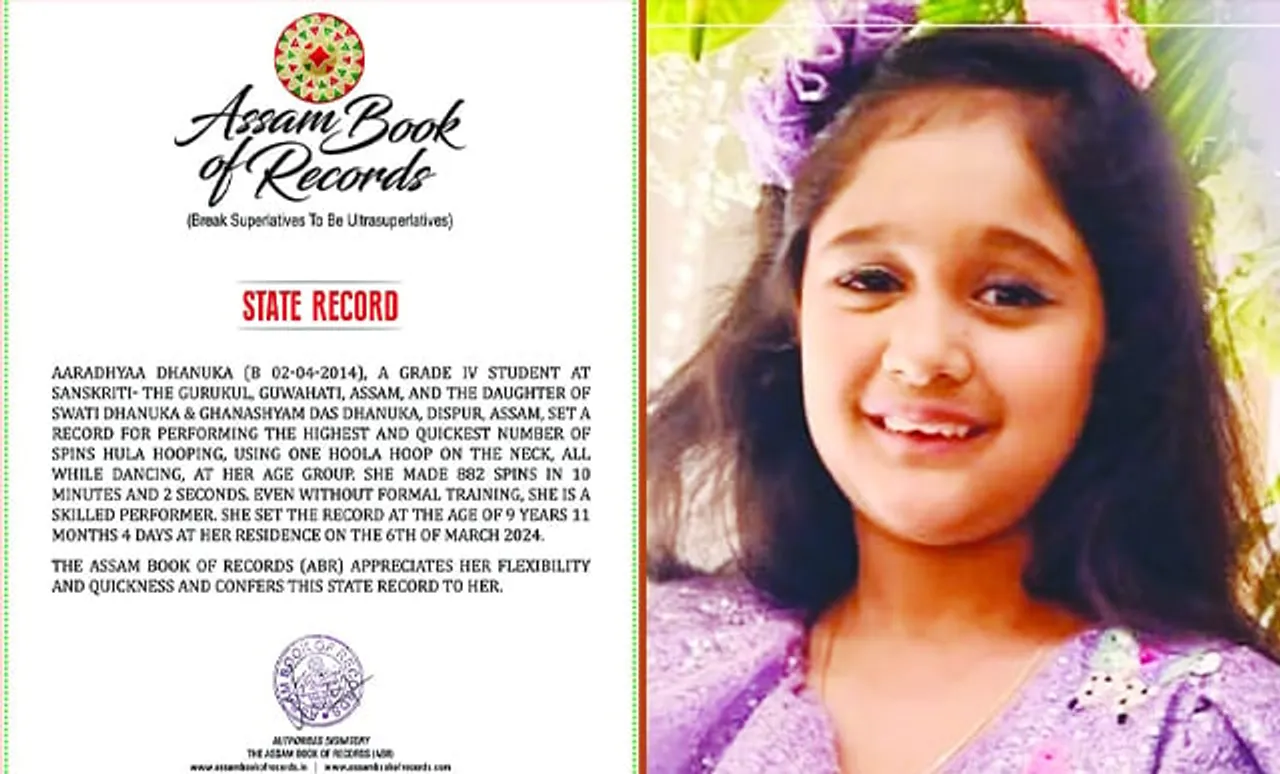 9-Year-Old Aaradhyaa Dhanuka Sets Assam Hula Hooping Record