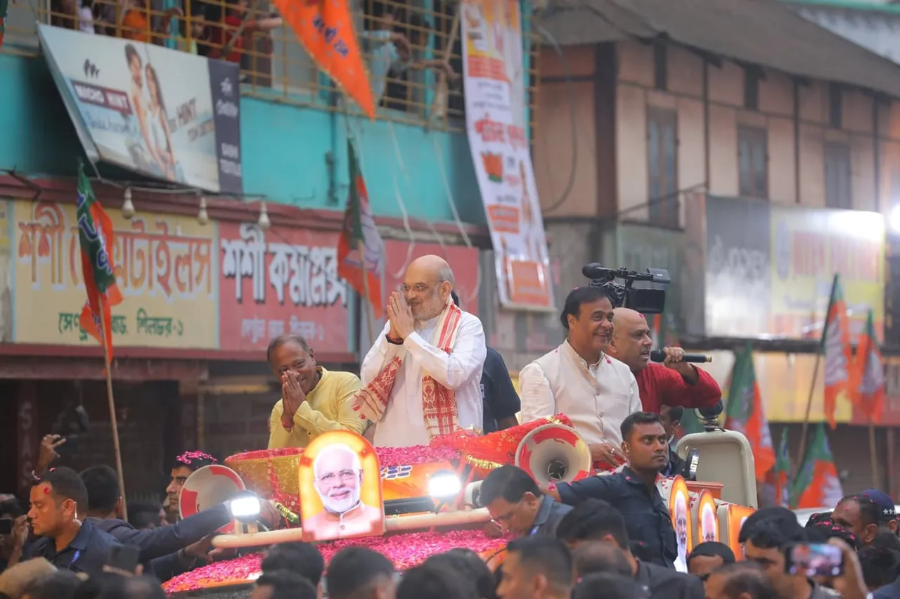 Assam's Silchar Turns Saffron as Amit Shah Holds Mega Roadshow