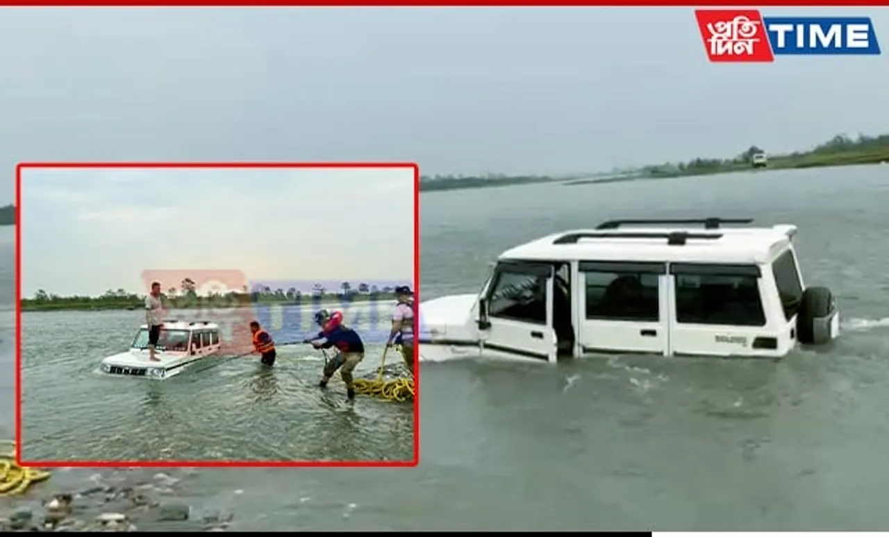 Lok Sabha Polls: Quick Response Team Vehicle Submerges in Sadiya