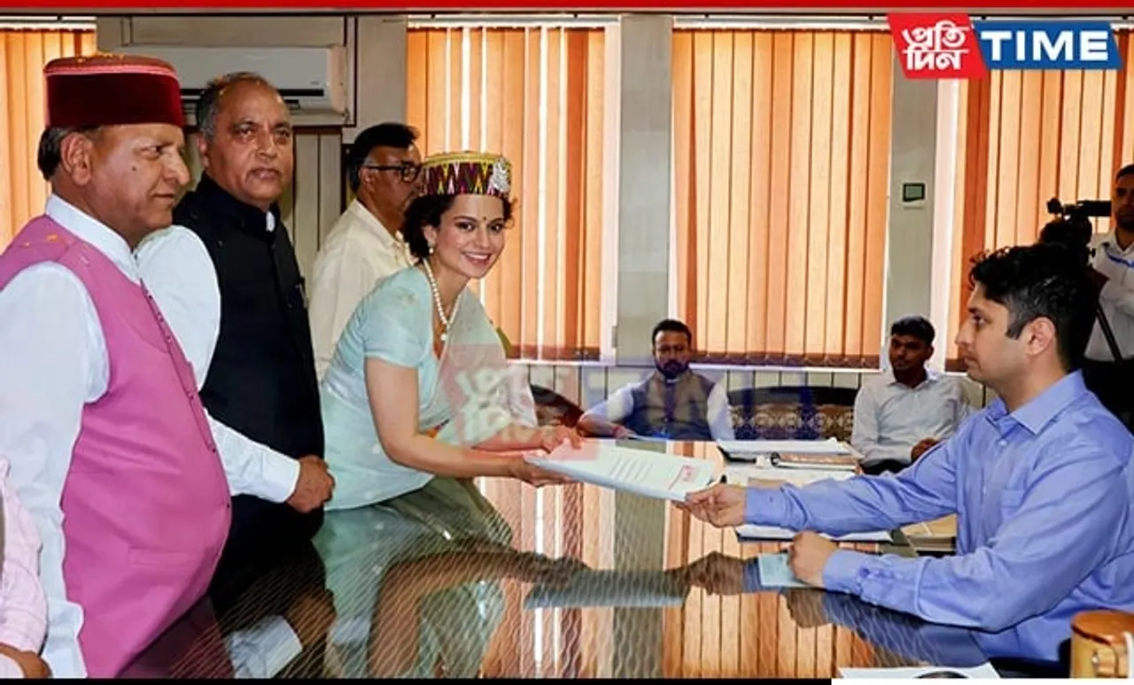 Kangana Ranaut Files Nomination for Mandi LS Seat, Promises to Bring Bollywood Success to Politics