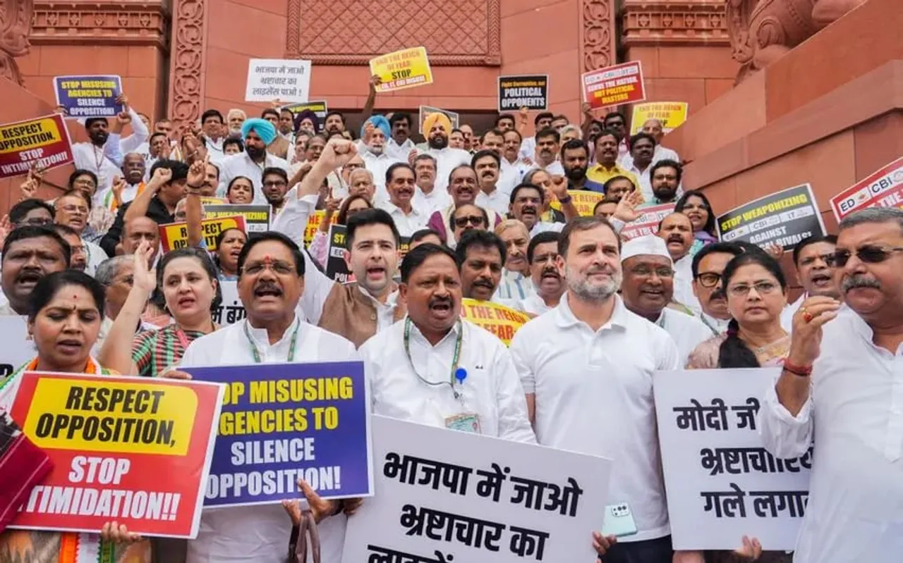 Opposition MPs Rally Against Alleged Misuse of ED, CBI In Parliament Protest