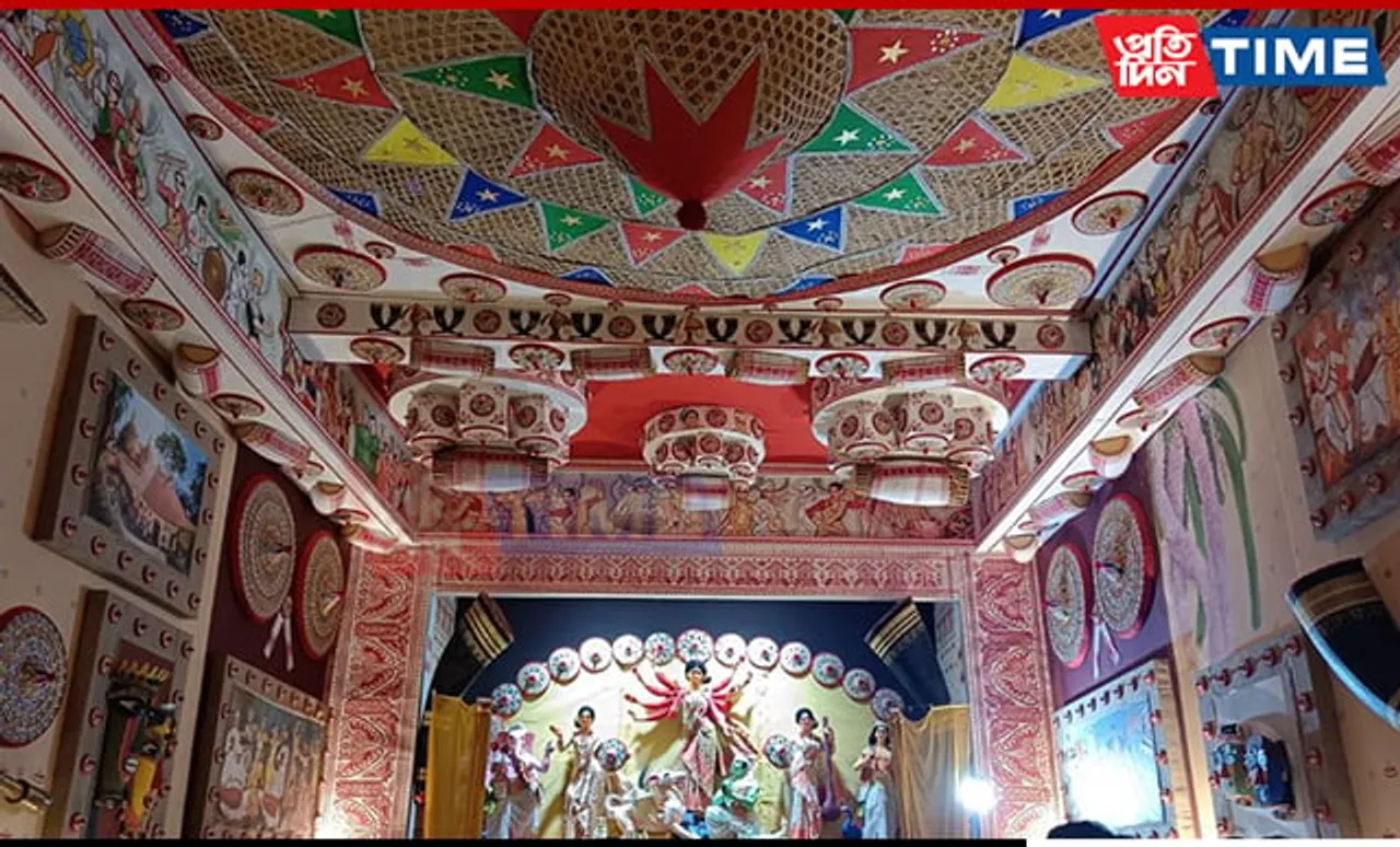 Artist Rabin Bar Mesmerizes Jalpaiguri Puja Mandap With World's Biggest 'Jaapi'