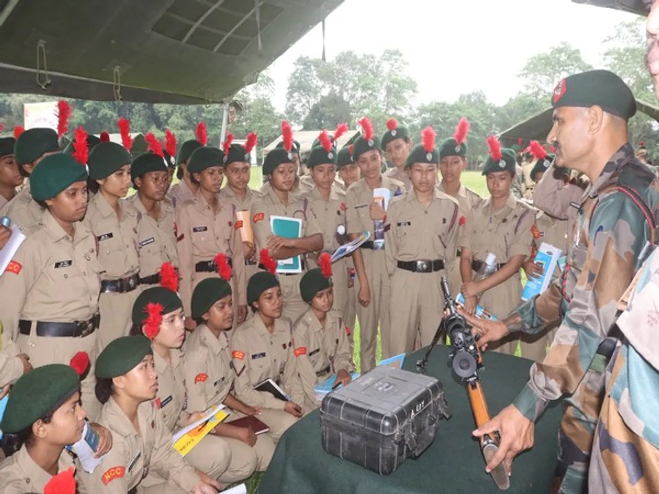 Assam Rifles Conducts Live Weapon Display During NCC Combined Annual Training Camp