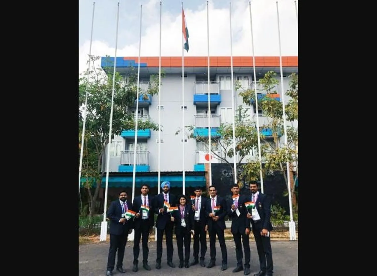 Indian contingent hoists tricolor at Asian games village to mark I-Day celebration