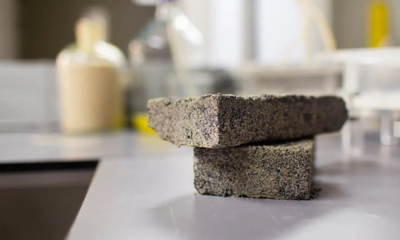 Students make bricks using urine