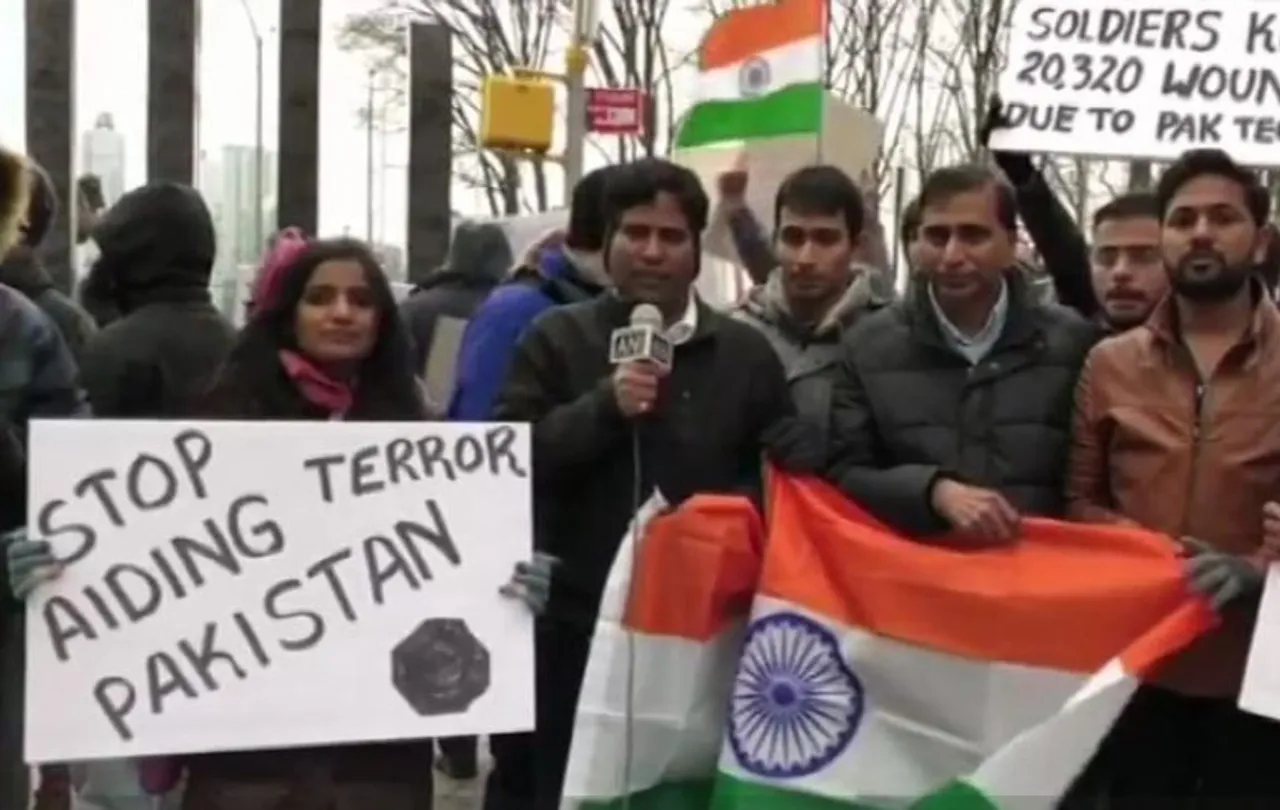 Protest outside UN against Pakistan