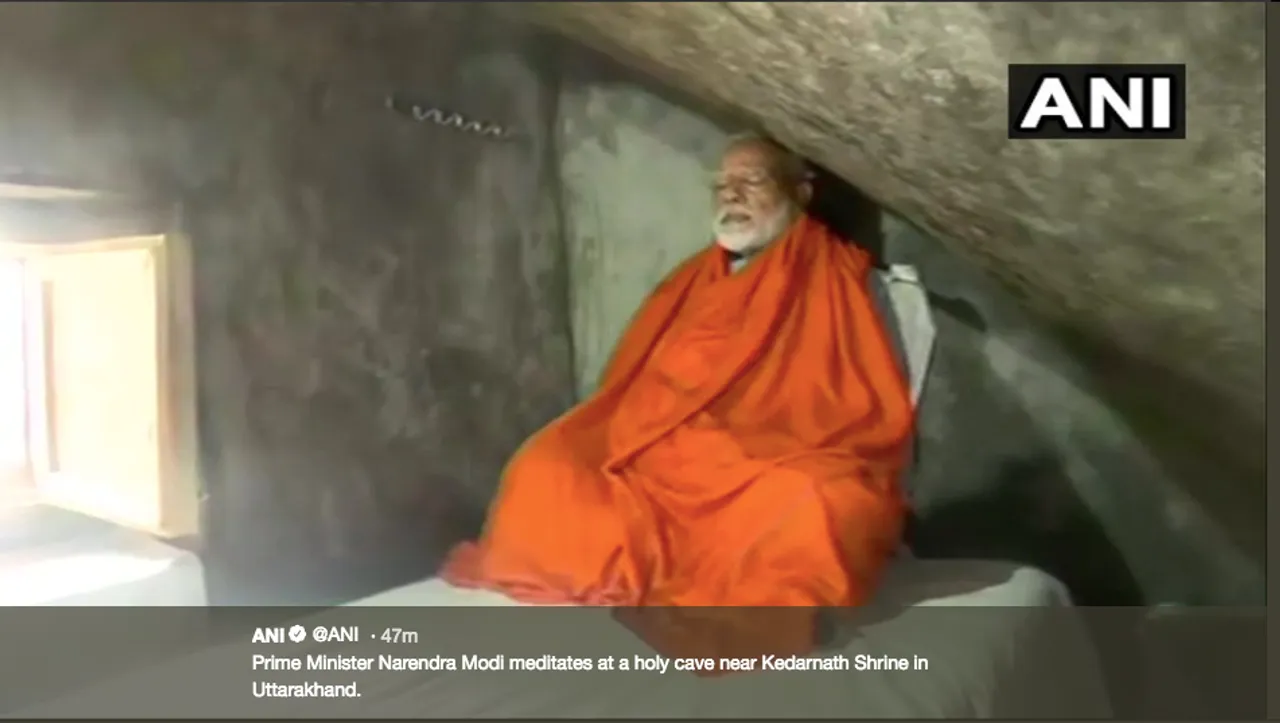 Modi visits Kedarnath, prayer in cave