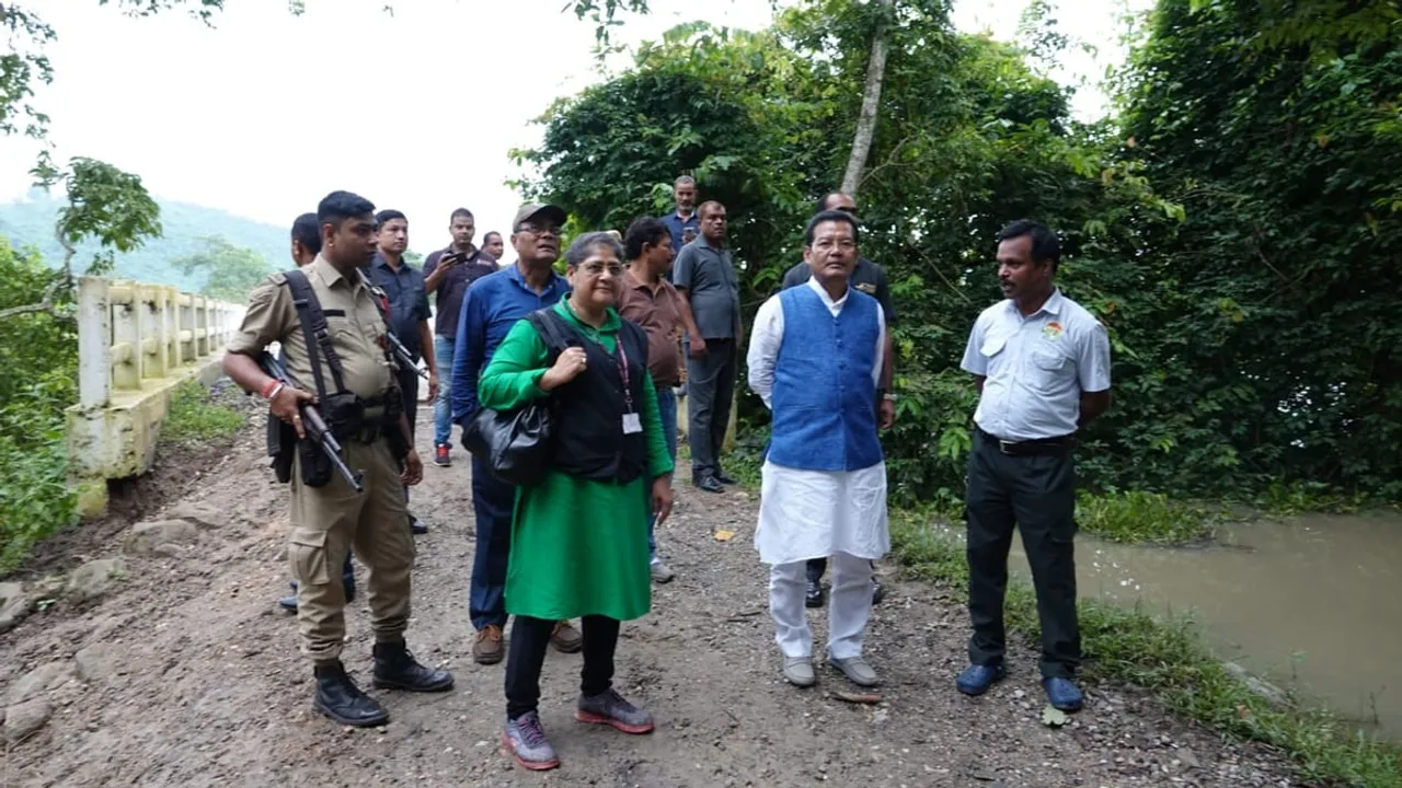 Naba Kumar Doley inspects Kaziranga flood