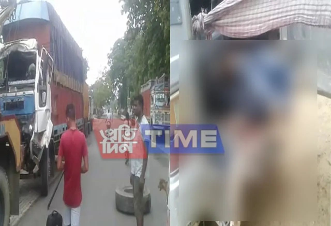 Truck meets with accident in Raha
