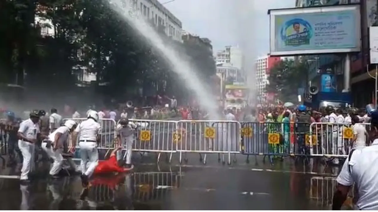 Violence erupts during BJYM protest in Kolkata