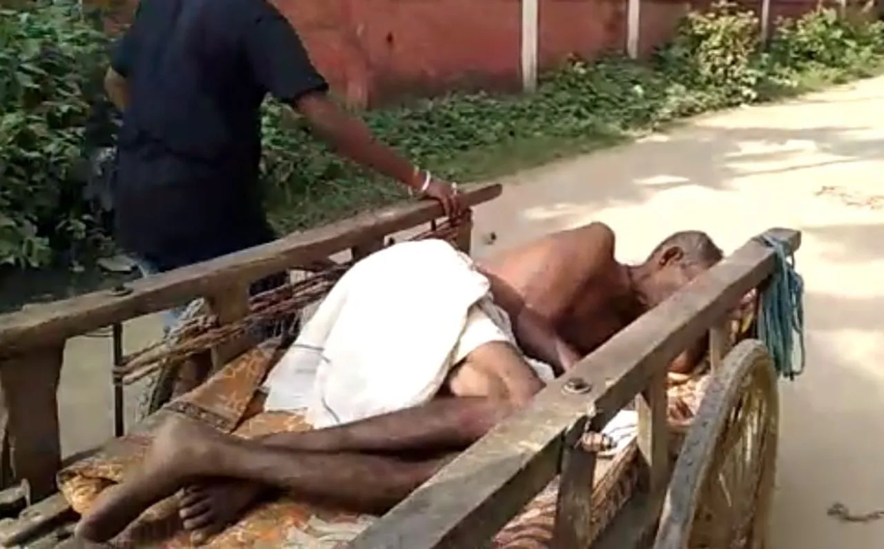 Man brought to hospital in hand-cart