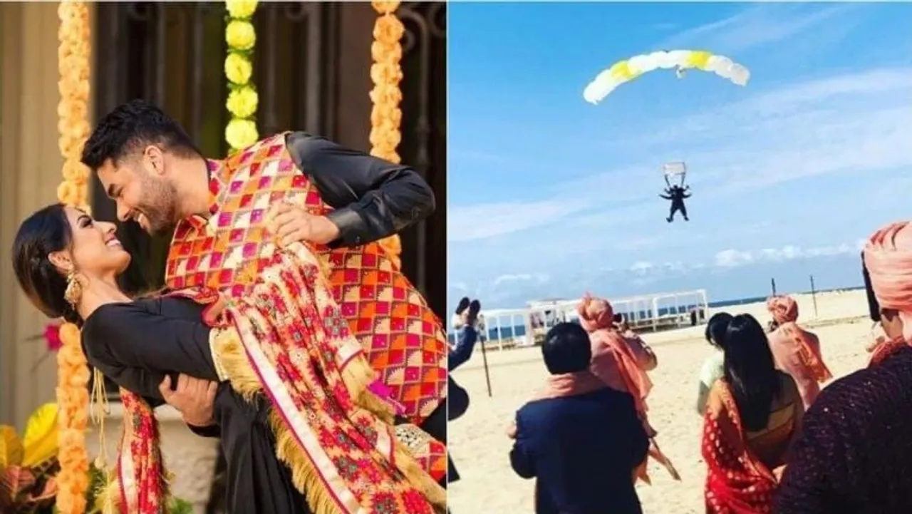 Groom skydives to join his ‘baraat’