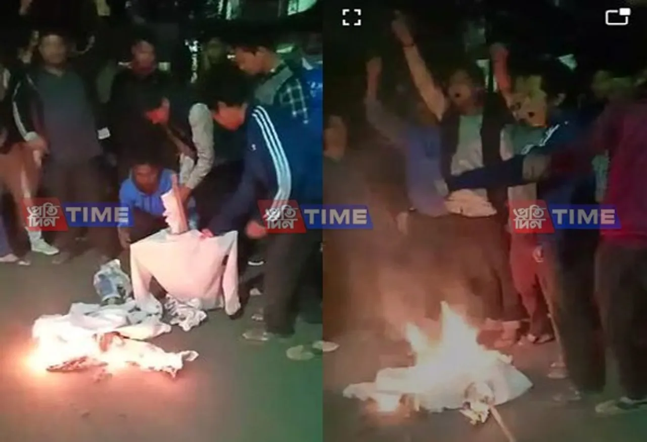 CAB: Cottonians’ Burn Effigies of Amit Shah & Sonowal