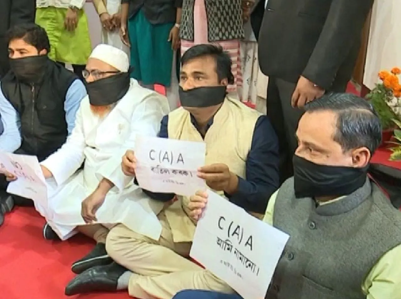 CAA : AIUDF MLAs wear black masks inside assembly