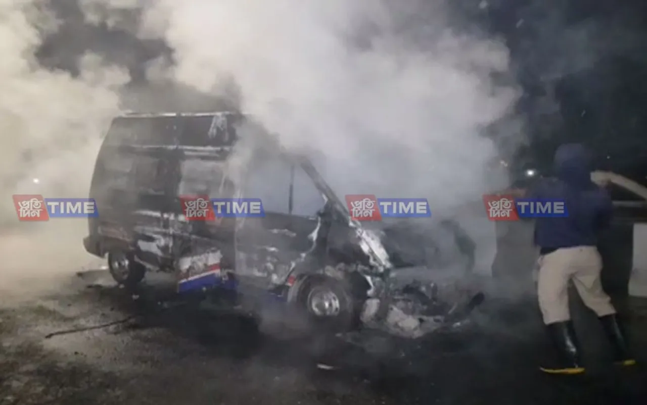 108 ambulance catches fire over Saraighat bridge