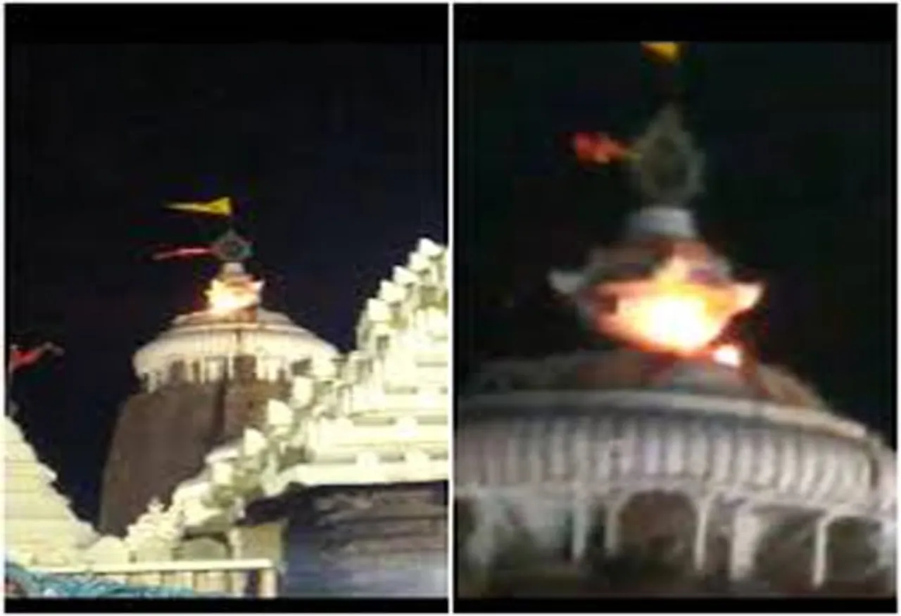 Holy flag atop Puri’s Jagannath temple catches fire
