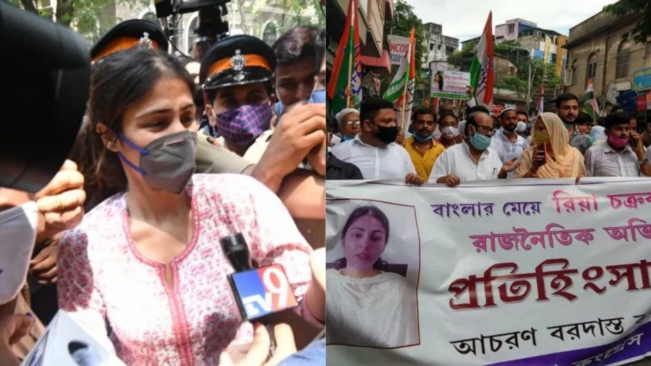 Congress Conducts Rally Backing Rhea Chakraborty