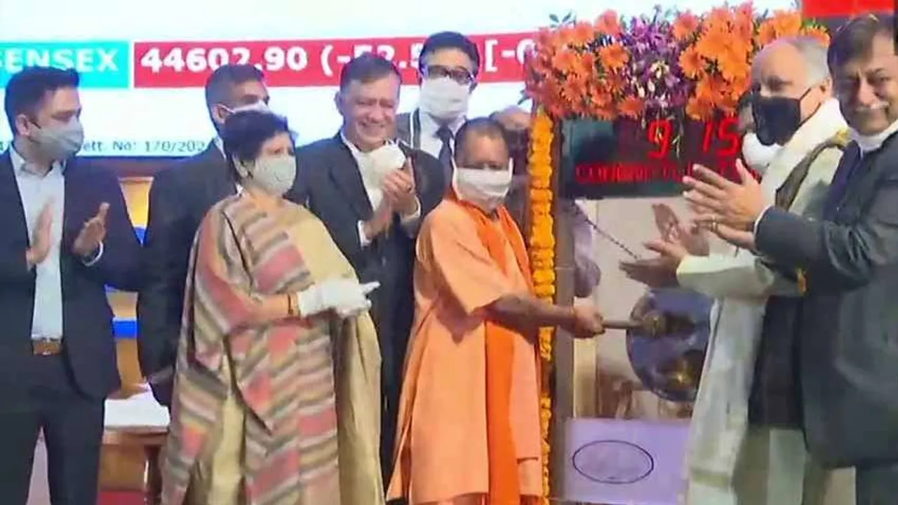 UP CM Yogi Adityanath at BSE for listing bond of LMC