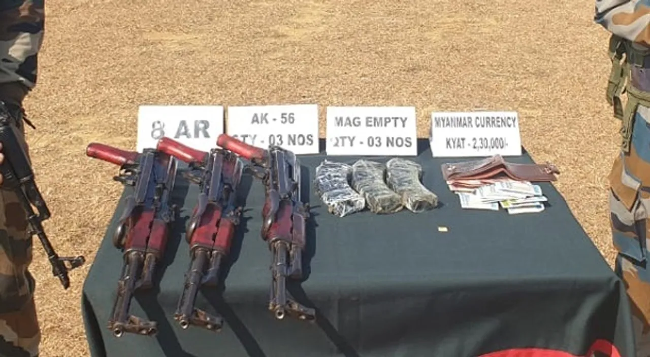 3 AK-56 Rifles, 2.3 Lakh Myanmar Currency Seized In Mizoram