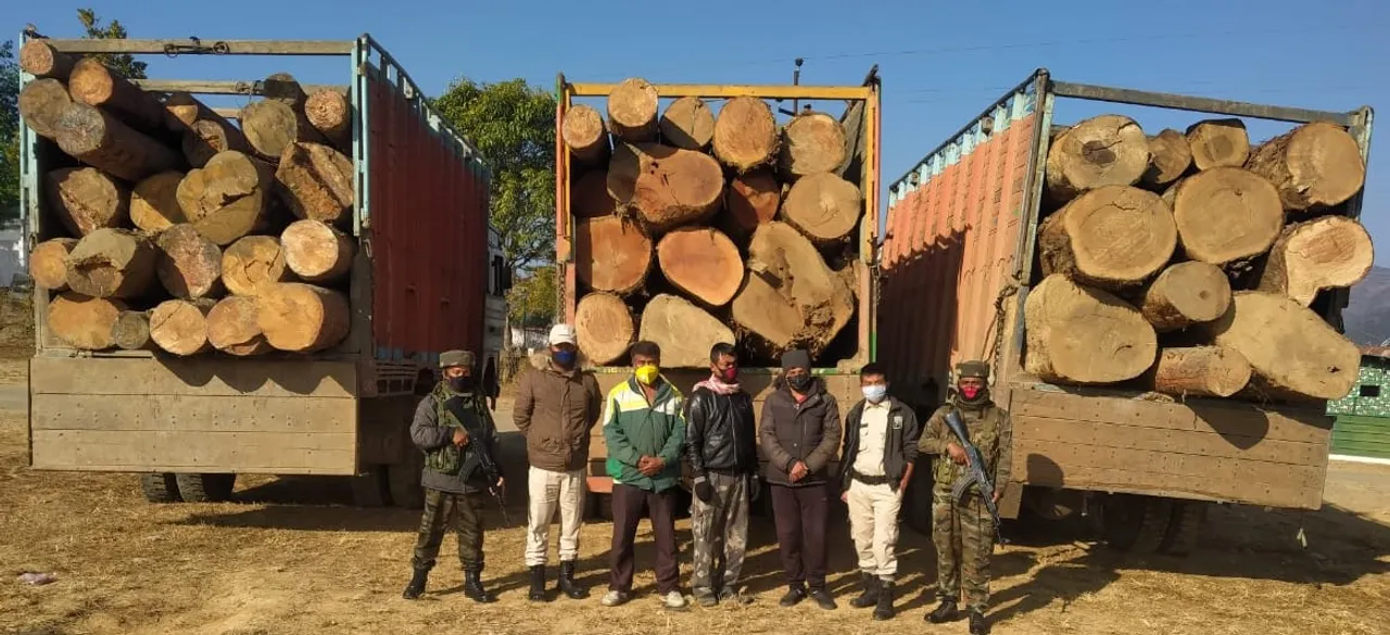 Assam Rifles Recovers Illegal Timber, Brown Sugar In Manipur