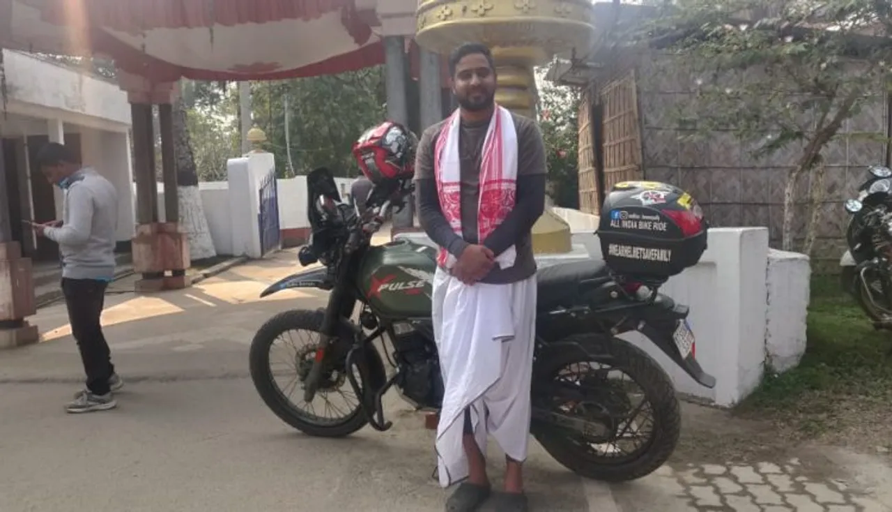 Telangana Youth Reaches Batadrawa with ‘Wear Helmet Save Family’ Slogan