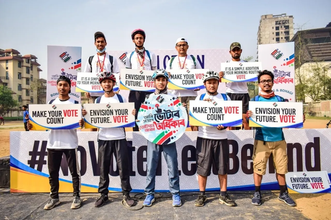 Assam Election: Cyclothon Held To Promote Voter Awareness