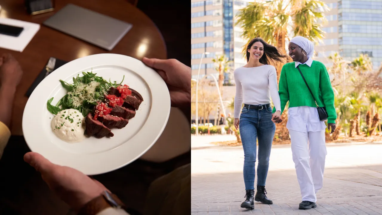 dinner and walking