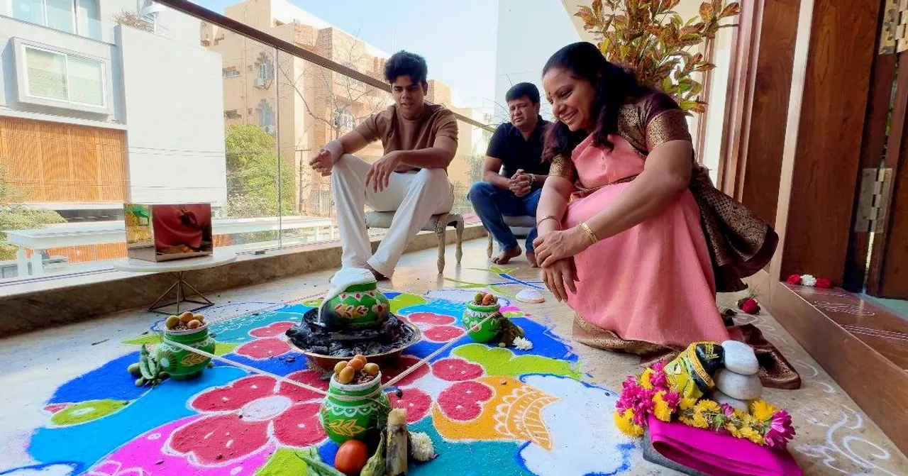సంక్రాంతి ముగ్గులు వేసిన ఎమ్మెల్సీ కవిత-PHOTOS