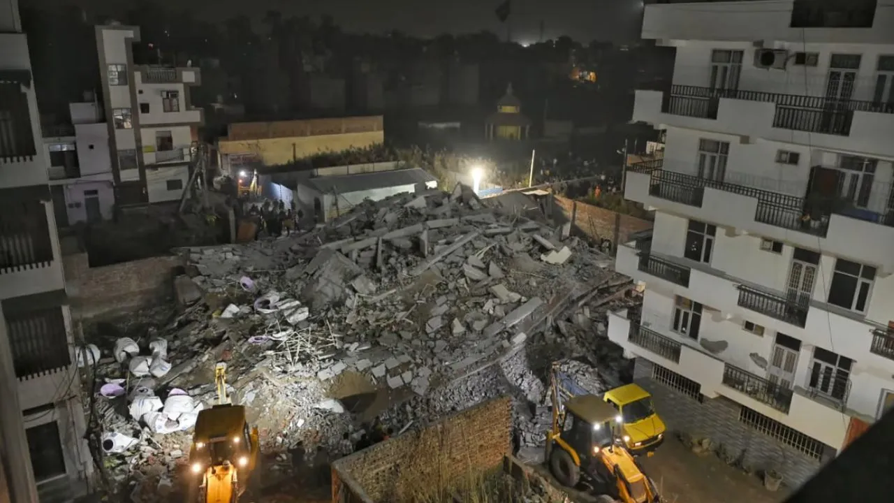 Four-storey building collapses in Delhi Burari