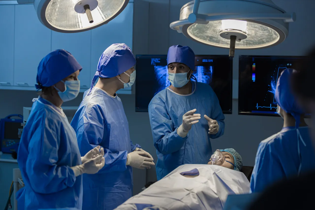 blue dress during operation