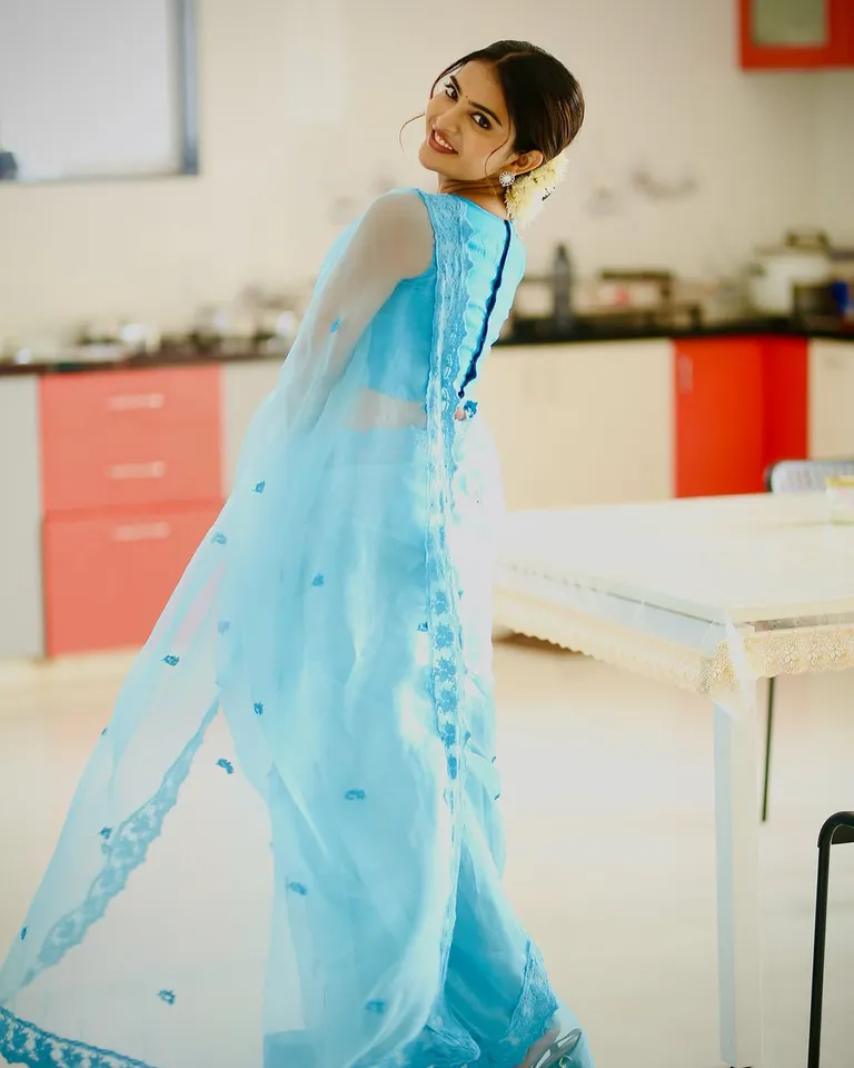Ananya blue saree  latest photos